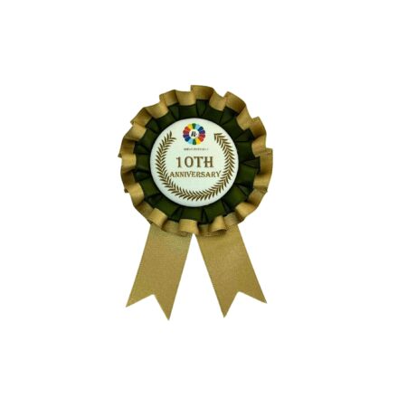 サテンロゼット　バイカラー　Mサイズ　イラストあり