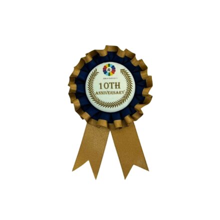 サテンロゼット　バイカラー　Mサイズ　イラストあり